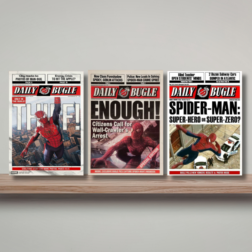 Placa Decorativa Homem Aranha Capa Jornal Daily Bugle Spiderman Quadro Mdf