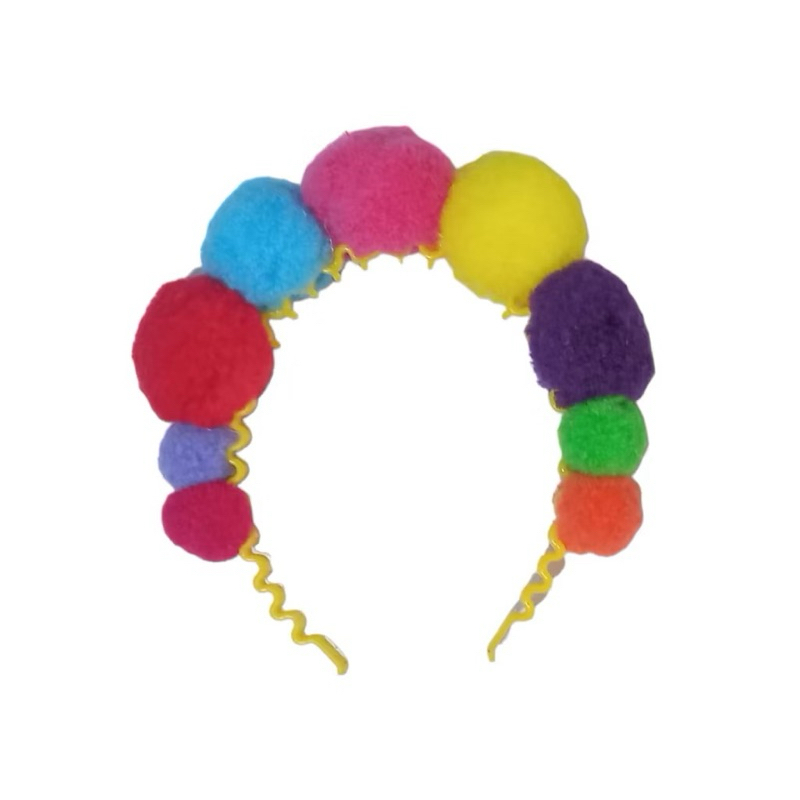 KIT COM 5 TIARAS PALHACINHA | POMPOM | TIARA | PALHAÇO | CABELO MALUCO | INFANTIL E ADULTO | FESTA FANTASIA | BRINCADEIR
