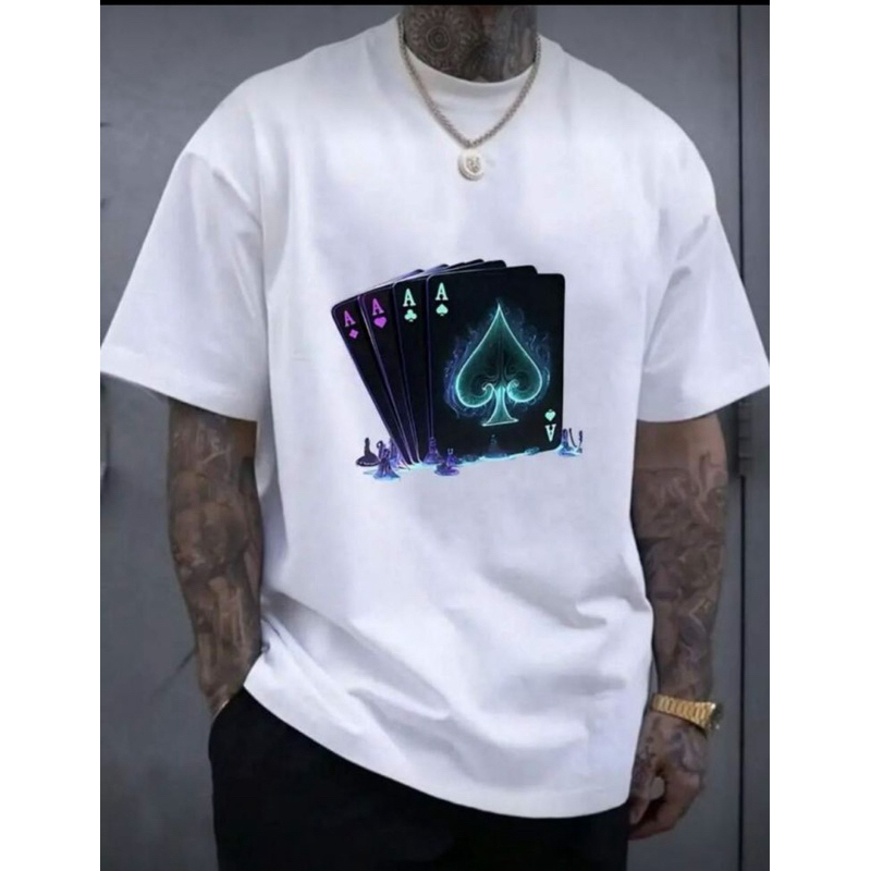 Camisa Masculina Cartas poker/truco/baralho em geral , Feita em algodão , nova Moda Casual para Homens.
