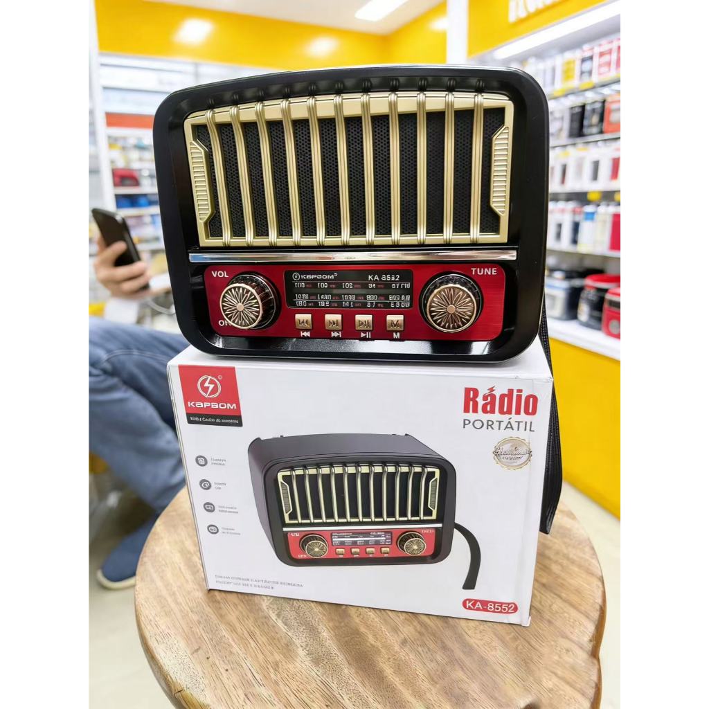 Rádio Portátil Retro KEPSOM KA-8552 | AM/FM/SW | Bateria e Tomada | Som Potente | Ideal para Presente