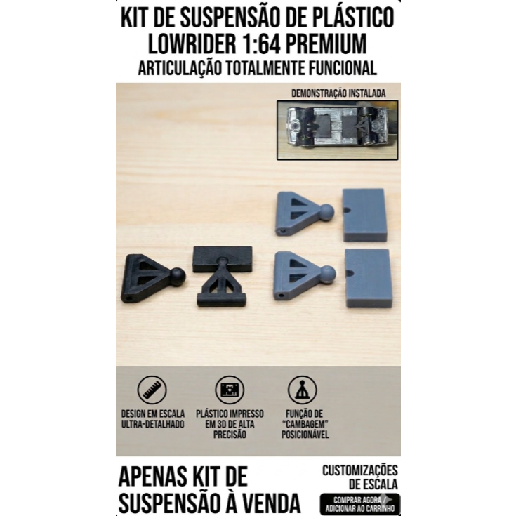 Kit Suspensão Lowrider Carrinho Miniatura 1:64