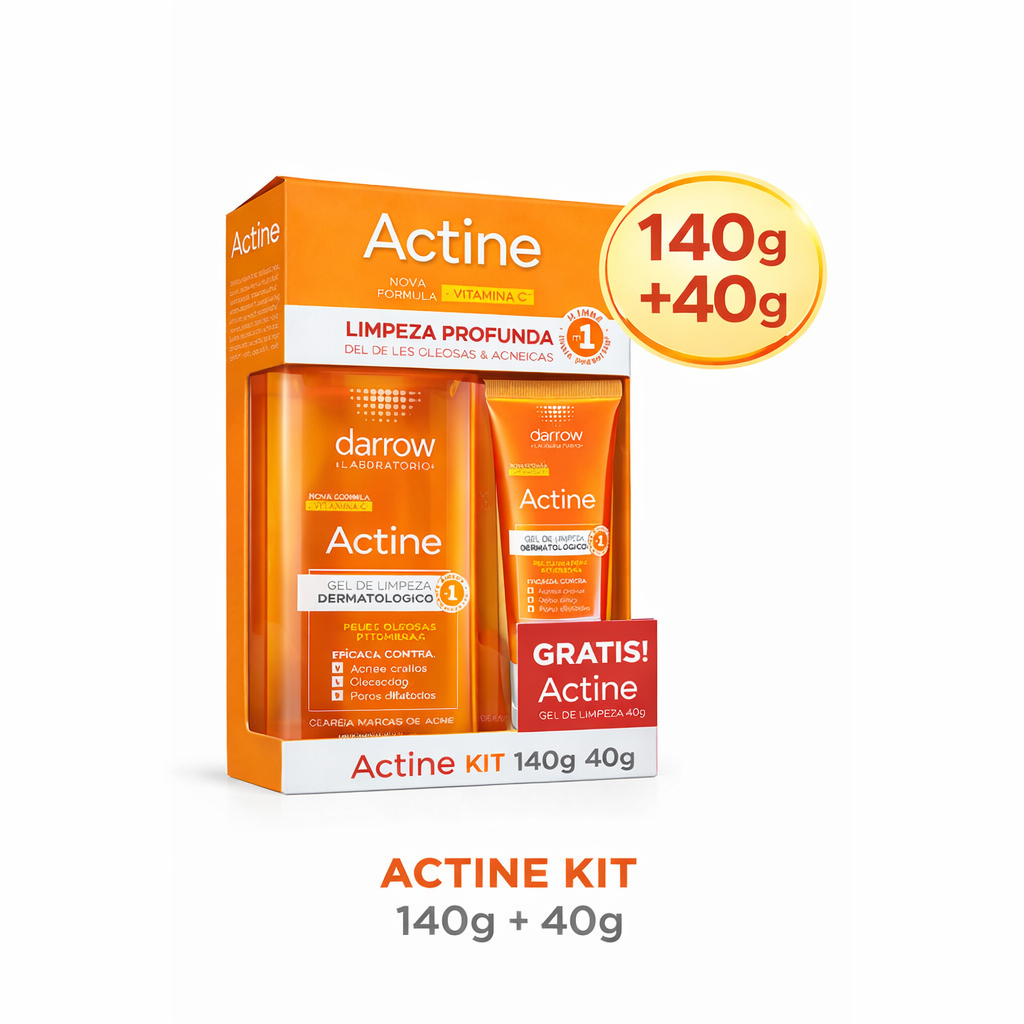 Actine Darrow Gel de Limpeza Antiacne Pele Oleosa 140g + 40g Kit Controle Oleosidade