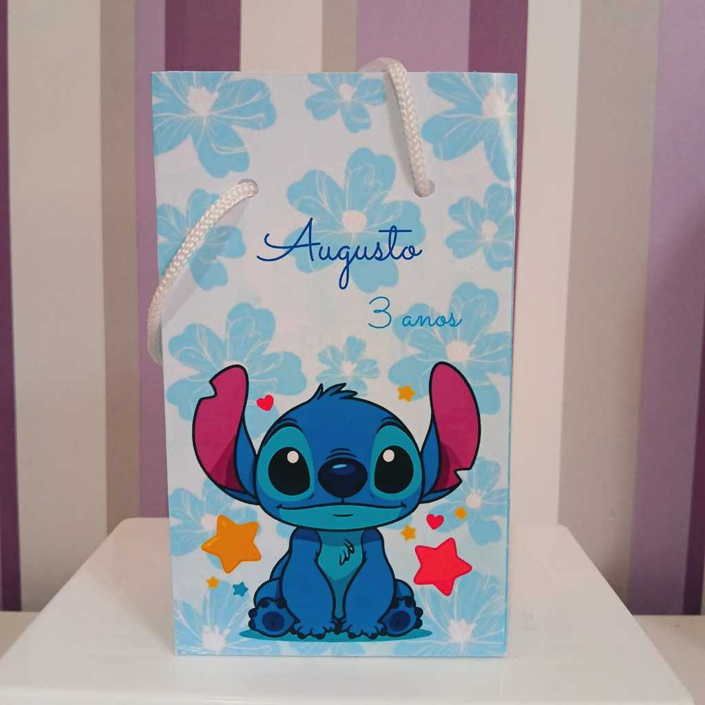 Sacolinha Surpresa Personalizada Stitch - Lembrancinha Aniversário - Tamanho P - PEGUE E MONTE