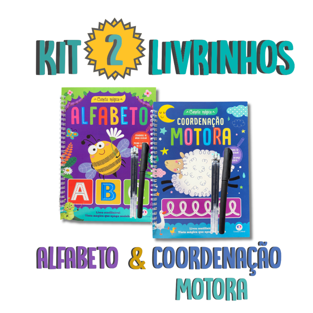 KIT Livro de Atividades Letra Alfabeto e Motora Caligrafia Sílabas Palavras Caneta mágica em Oferta na Shopee