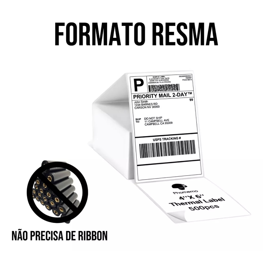 Etiqueta Adesiva Caixa 10x15 100x150 Térmica Serrilha Resma Diversas Impressoras Universal Tomate