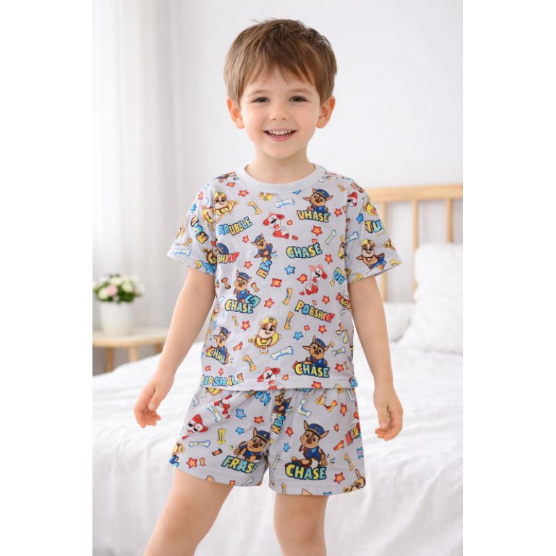 Pijama Infantil Estampado Personagem Patrulha Canina Camiseta + Shorts Confortável