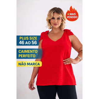 Blusa Feminina Plus Size Estilosa Laço Elegante Dia e Noite Festa Casual Blusinha Regata em Oferta na Shopee