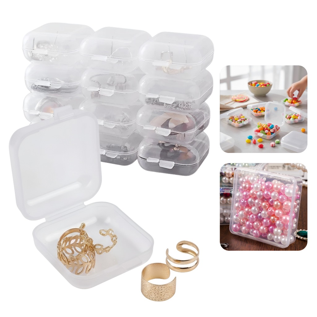 Kit Mini Caixas Organizadoras Plástica Transparente 3,5cm – Escolha 10/20/50/100 Multiuso com Tampa