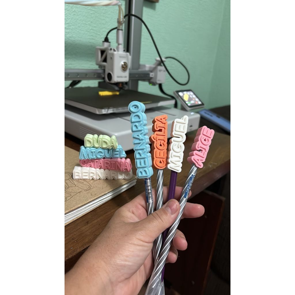 Nome para topo de lápis ou caneta  personalizado
