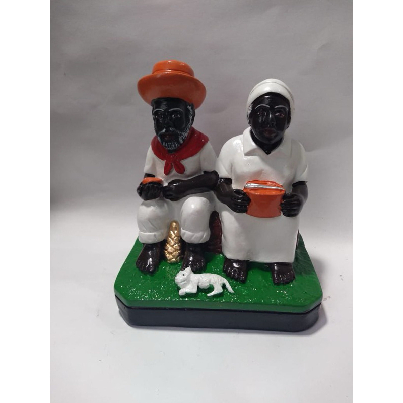 Casal Preto Velho 10cm Estátua/Escultura NÃO ACOMPANHA CANECA