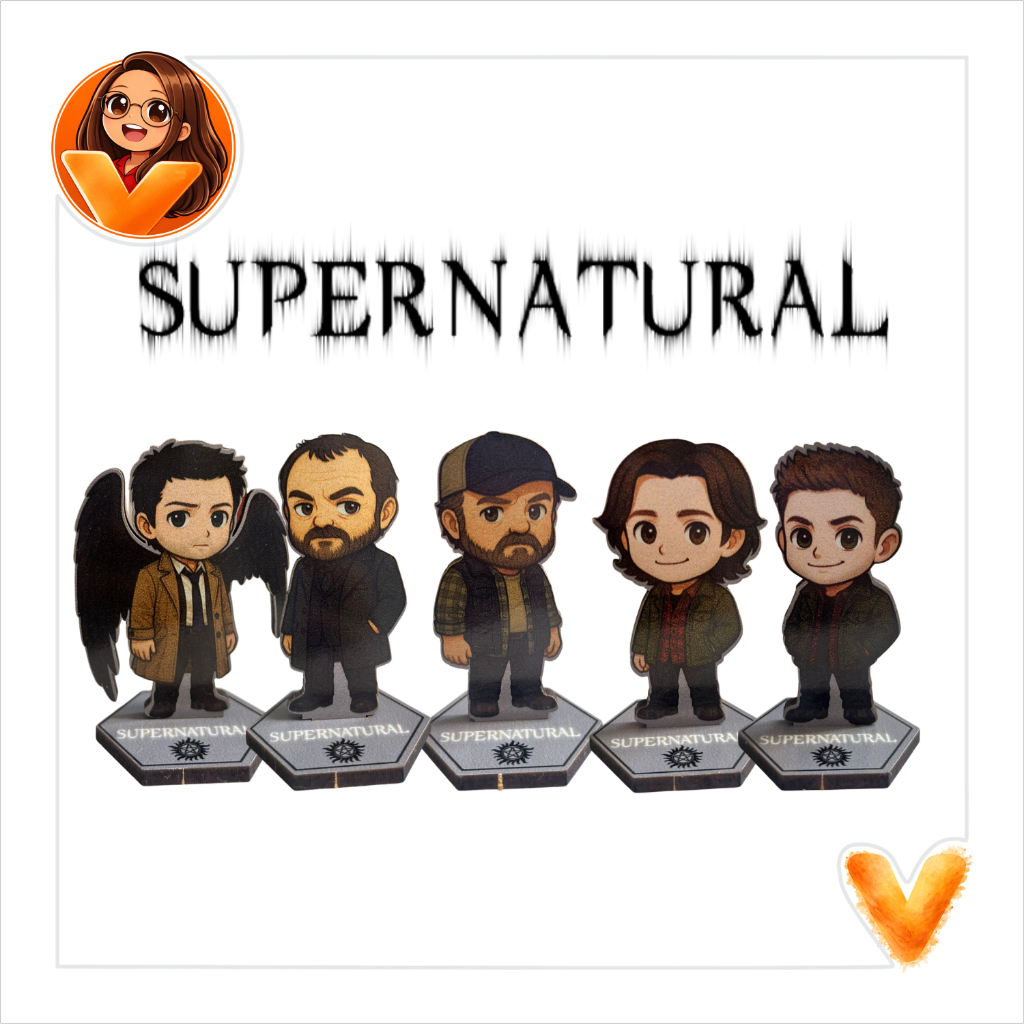 Kit Supernatural Totem Display de Mesa 5 unidades - Sam Dean Castiel Bobby Crowley