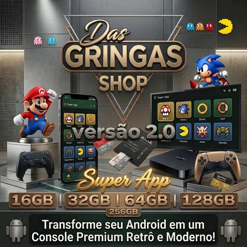 Cartão Sd 32GB/64/128GB Com Sistema Completo Retrô App Das Gringas Shop V2.0(Versão Atualizada)