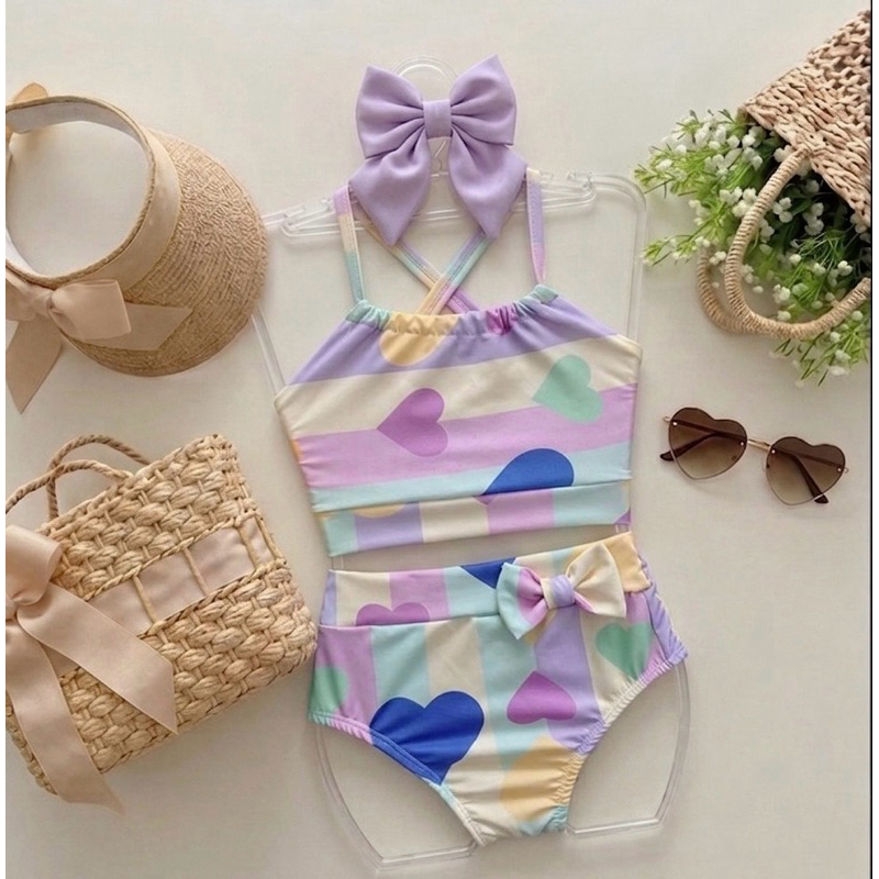 CONJUNTO BIQUINI INFANTIL PARA MENINAS | MODA PRAIA BLOGUEIRINHA | VERAO TENDENCIA 2026 | ESTAMPADO MODERNO FEMININO