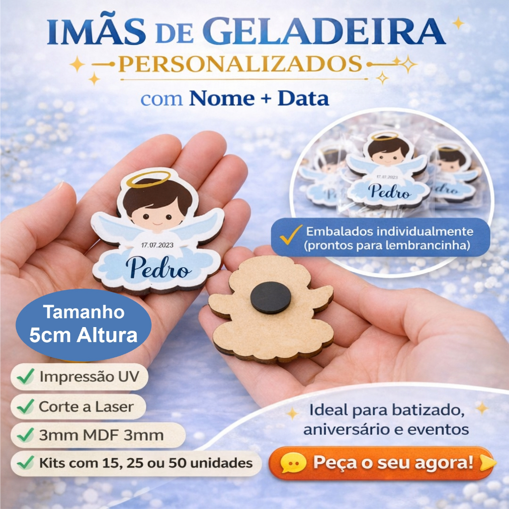 25 Lembrancinhas Imã Batizado Menino em Oferta na Shopee