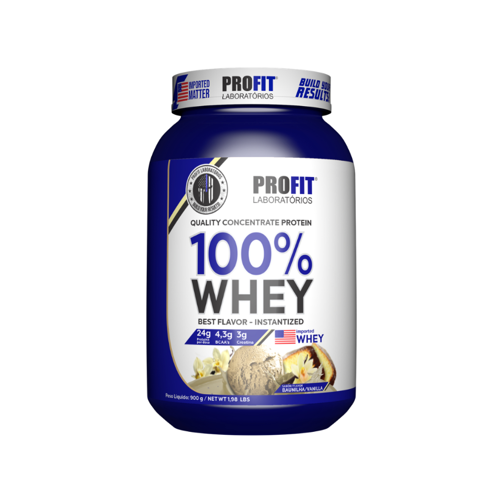 Whey Quality Concentrate Protein 100% Profit Labs 900g 24g Proteína + Creatina
