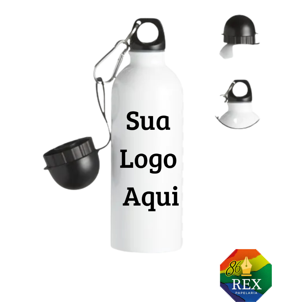 Garrafa Caneca Personalizada com Logo Empresa 600ml Brinde Corporativo Presente Alumínio Cantil