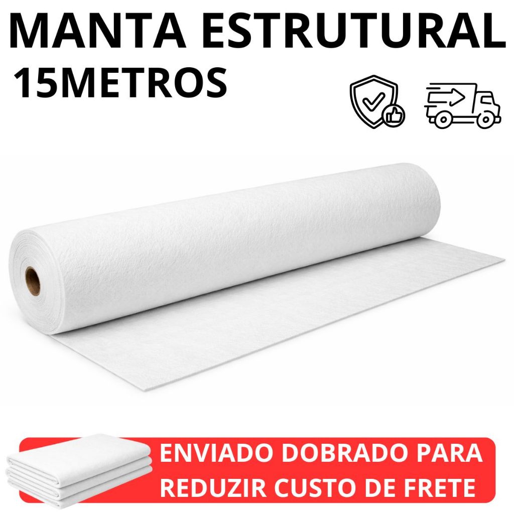 Manta Estrutural VP50 Tipo Bidim 15m Impermeabilização de Alta Eficiência Conforto Térmico
