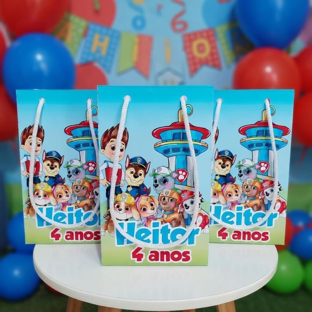 Sacolinhas Surpresa Personalizadas 10x15 - Lembrancinhas aniversario Patrulha Canina menino