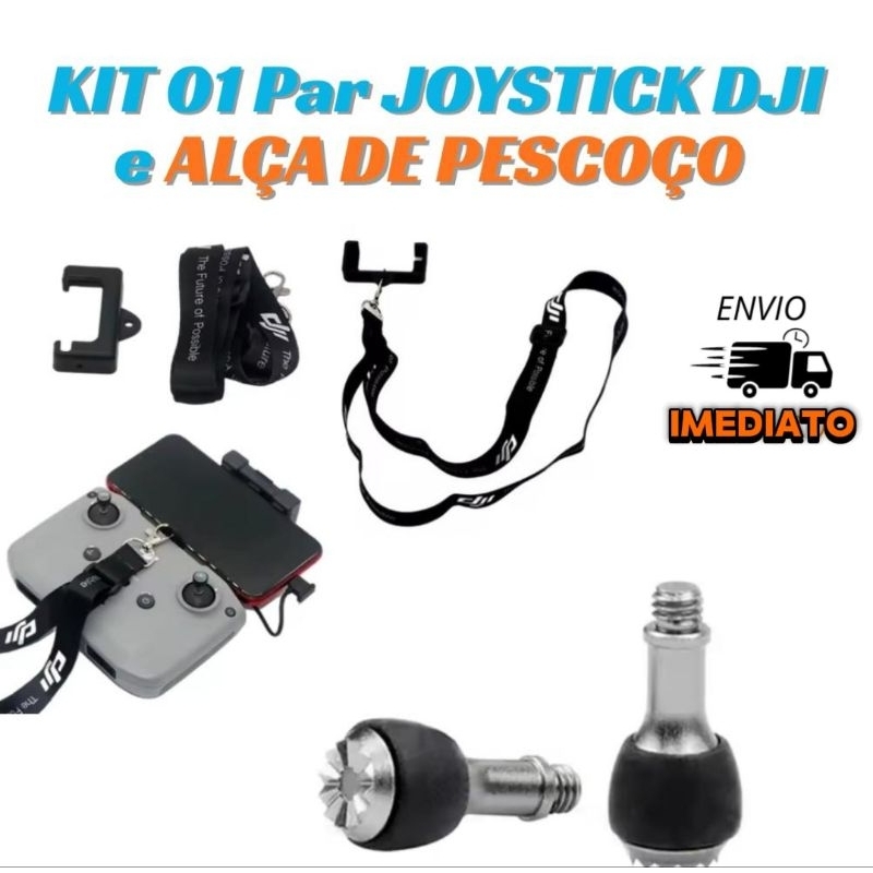 Kit 02 Peças Joystick e Alça de Pescoço para Controles Drones DJI RC-N1, RC-N2, RC-N3 | Frete Grátis | Envio Imediato