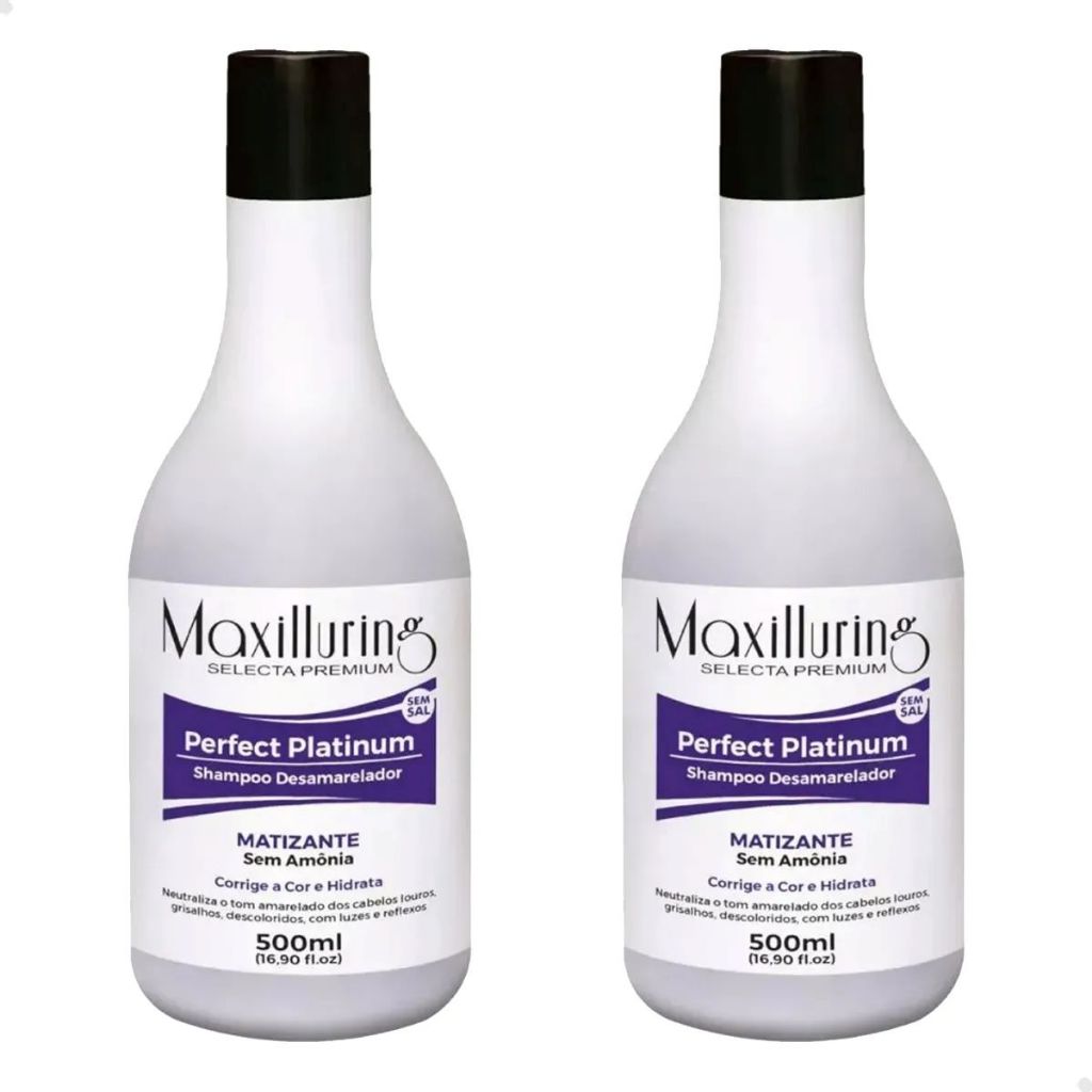 Maxilluring Shampoo Matizante Perfect Platinum 500ml - Kit com 2 unidades