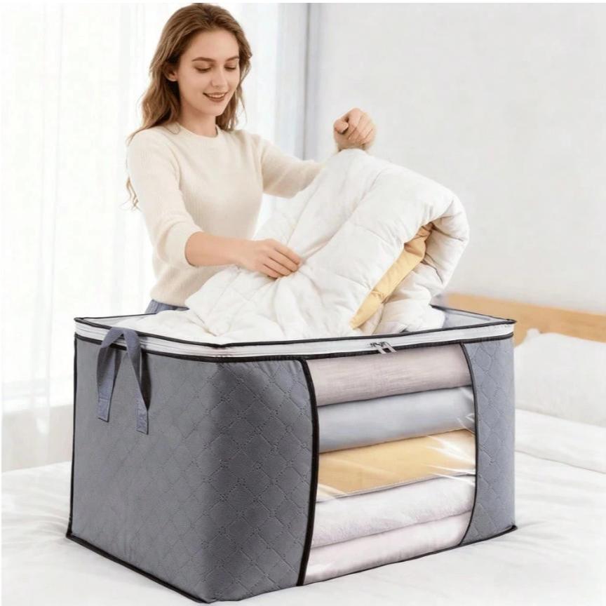 Caixa Organizadora 90L Anti-Poeira Anti-Umidade Anti-Insetos | Guarda Roupas e Cobertores Resistente