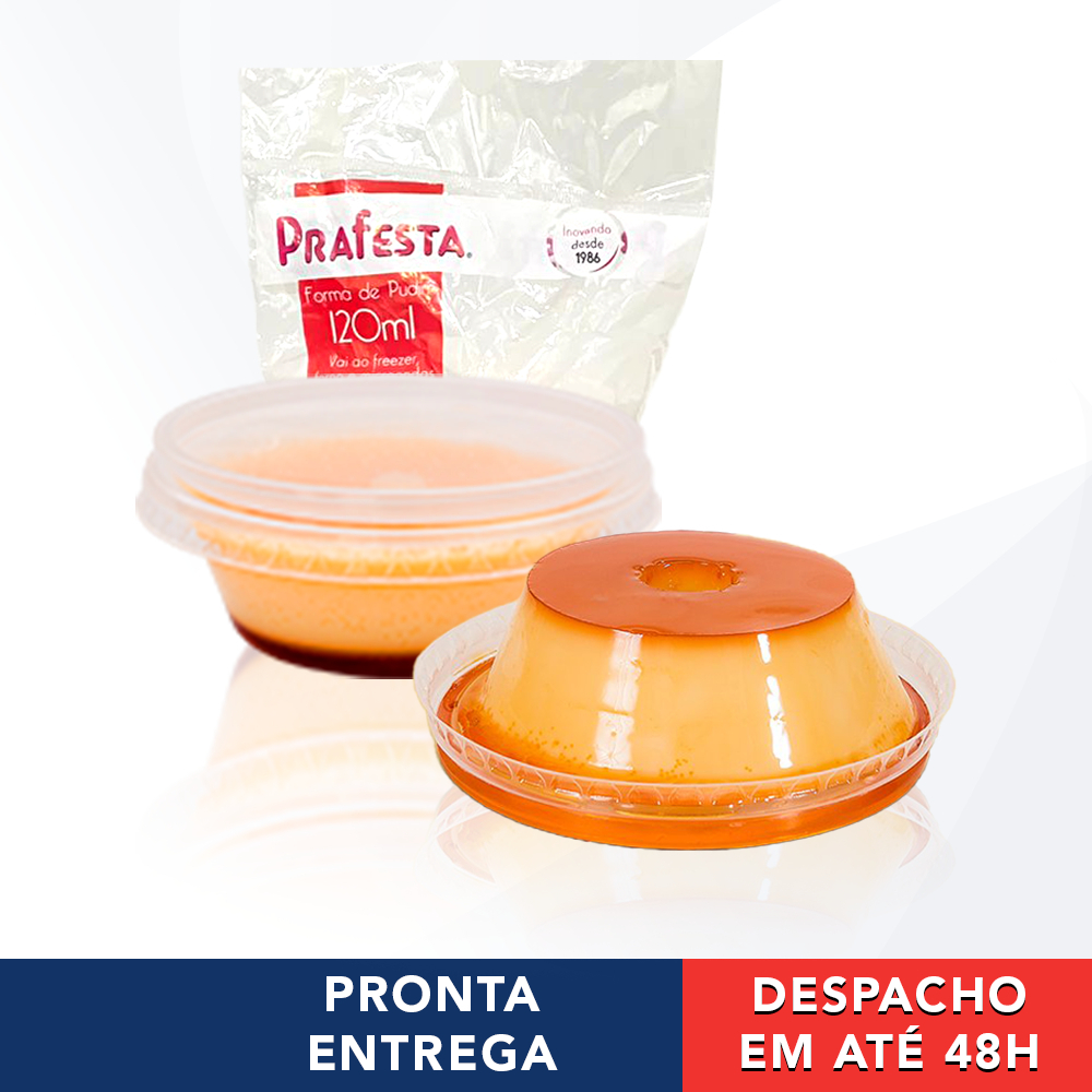 Mini Forma Para Pudim 120ml Com Tampa Forneável Banho Maria 120 Unidades - Prafesta