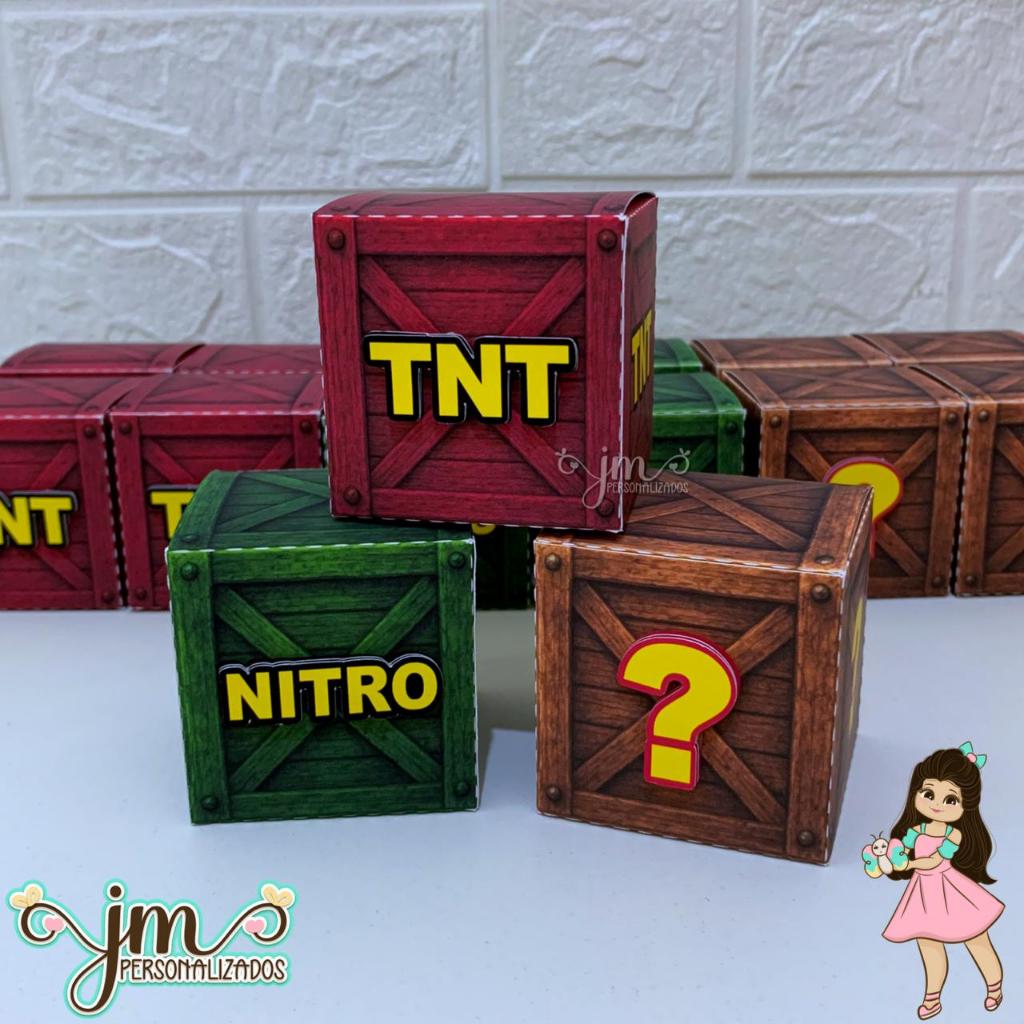 Caixa Cubo - Tema: Crash Bandicoot | Lembrancinha Infantil | Mêsversário | Aniversário | Festa Infantil | TNT | NITRO