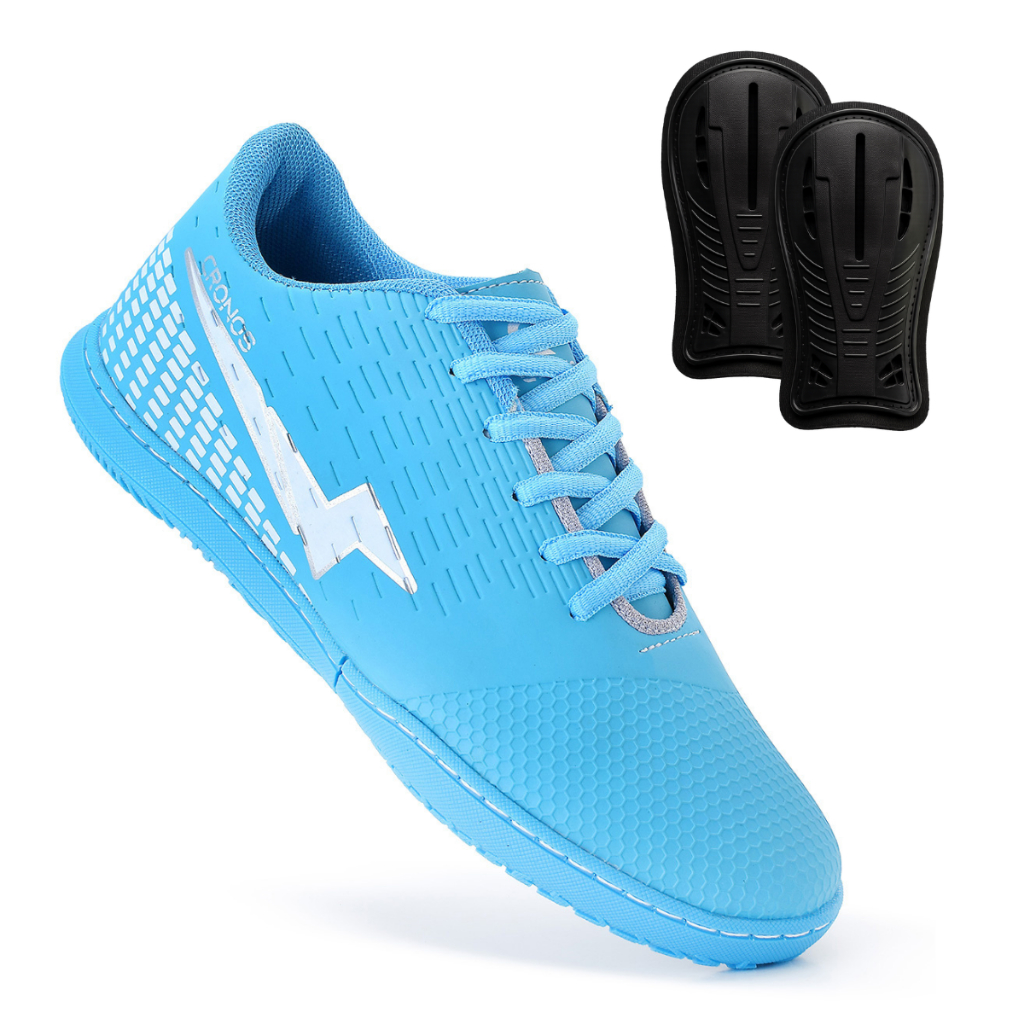 Chuteira Futsal Cronos Dynamics + Caneleira Grátis Sola Costurada Conforto Alta Performance