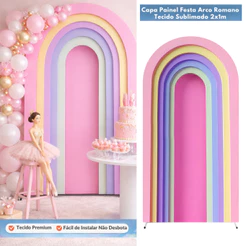 CAPA PAINEL ROMANO DE FESTA 3D 2Mx1 IDEAL PARA DECORAÇÃO ANIVERSÁRIOS COMEMORAÇÕES VESTE FÁCIL TECIDO ELÁSTICO