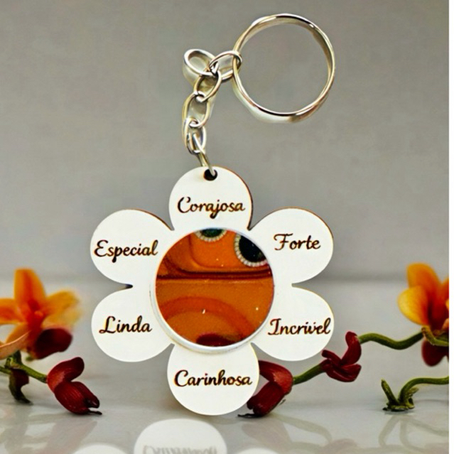 KIT Chaveiro Flor com Espelho  MDF BC, decoração, lembrancinhas em Oferta na Shopee