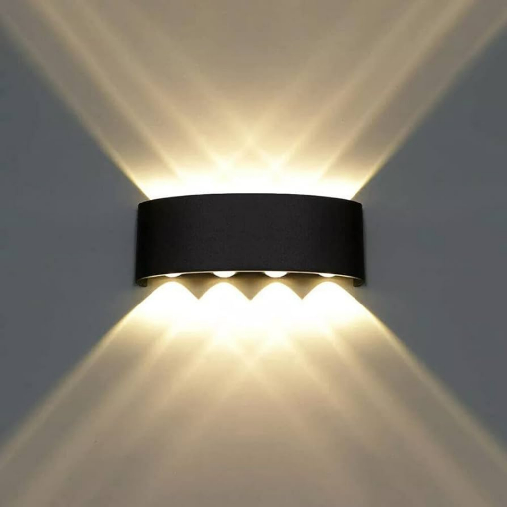 Arandela LED Meia Lua 8W 3000K Bivolt IP65 Decorativa Parede Externa Luminaria Iluminacao Kit 6