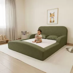 Cama Montessoriana Casal Encanto 100% Espuma Verde Militar Keiko