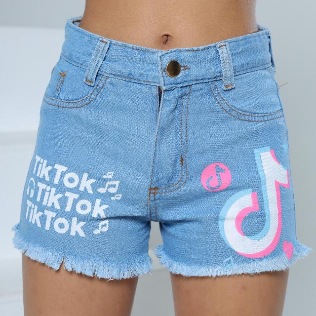 Short Infantil Jeans Menina Estampado Rede Vizinha Lavagem Clara em Oferta na Shopee