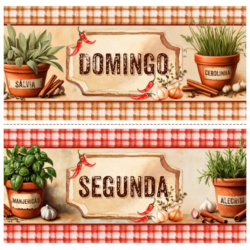 Tricoline Digital Barrado Semaninha Minha Horta 100% Algodão 51x150cm Pano Prato  Maria Flor Tecidos