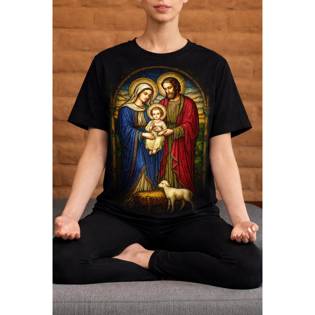 Camiseta Feminina Sagrada Família Jesus Maria José Estampa Católica 100% Algodão Blusinha Femenina em Oferta na Shopee
