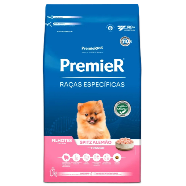 Ração PremieR Pet Cães Filhotes Raças Específicas Spitz Alemão Frango 1kg