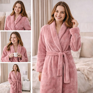 Roupão Toalha Feminino Microfibra Luxo - Rosê