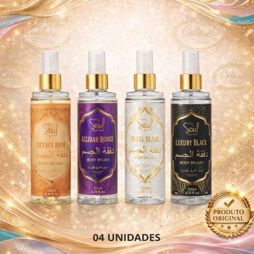 KIT 04 Body Splash ARABE SOUL COSMETICOS FEMININO 200ml  Desodorante Colonia Perfume Corporal em Oferta na Shopee