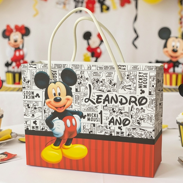 Sacolinhas Mickey Personalizadas (19x15x7cm) - Festa - Lembrancinha - Mimos - Aniversário PEGUE E MONTE