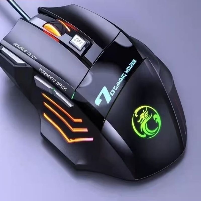 Mouse Gamer X7 Laser 3200 DPI LED RGB USB 7 Botões Profissional Original PC Laptop Console