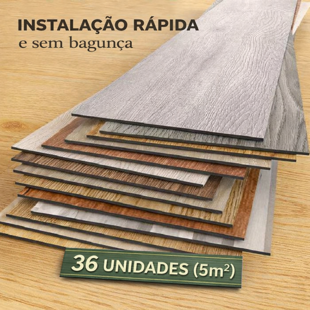 36 pc Piso Painel Revestimento Vinílico Adesivo Lavável Madeira 91x15cm 5m²