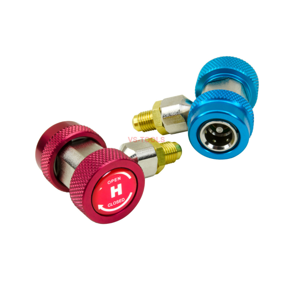 Par Engate Rápido Ar Condicionado Automotivo R134a + Adaptadores de Cilindro Alta e Baixa