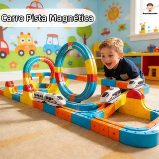 Kit 56/80/120 Trem Magnético Peças Cube Track Brinquedo Educativo De Blocos 3D Recarregáv…