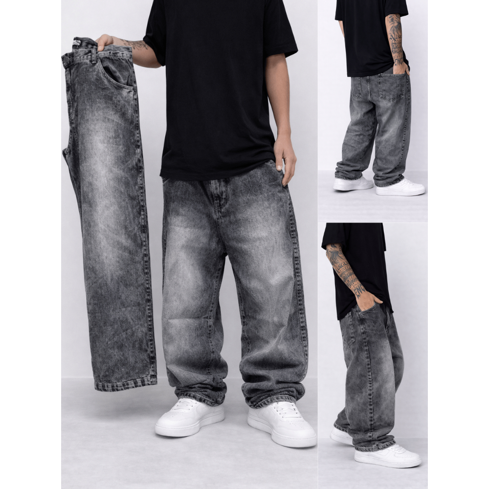 Calça balão baggy jeans super premium original reta boca larga masculina plus size várias cores streetwear dazzling em Oferta na Shopee