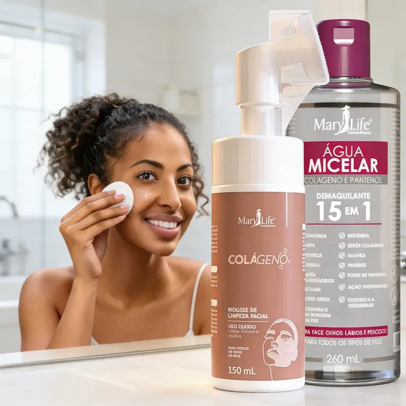 Kit Skincare Facial Água Micelar E Sabonete Mousse Demaquilante Marylife