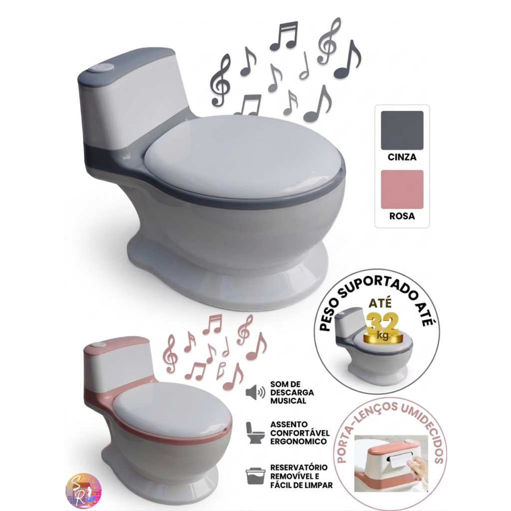 Privadinha Musical (Simula Som Real da Descarga) até 32Kg Infantil Bebe Troninho Desfralde CZ ou RS em Oferta na Shopee