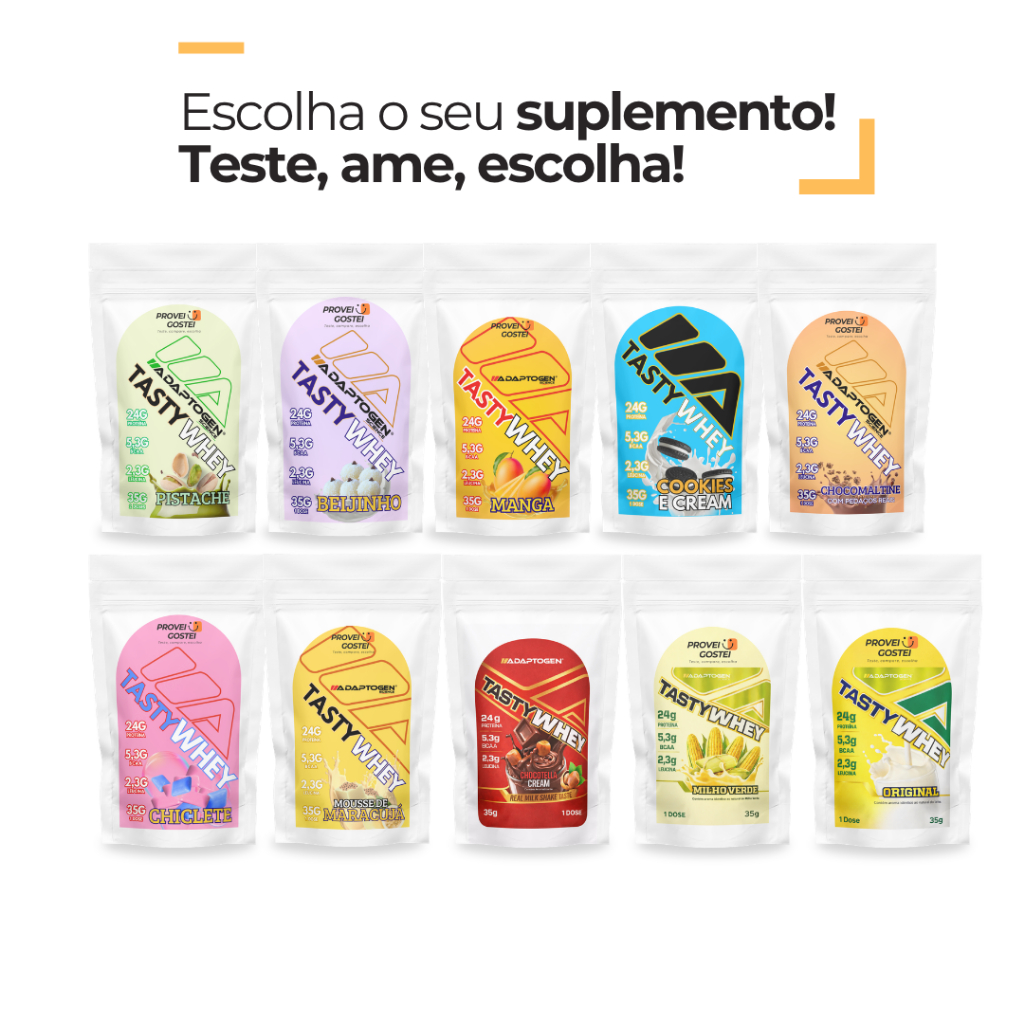 Tasty Whey Adaptogem - Sabores diversos -dose única - 35g cada