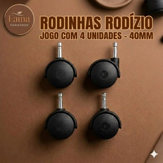 Rodinhas Rodízio Giratórias 40mm Pino 6mm Reforçadas jogo de 4 Unidades Cama Box Fruteira Andador em Oferta na Shopee