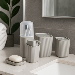 Kit Lavabo 5 Peças – Usual Utilidades | Praticidade e Estilo para Seu Banheiro em Oferta na Shopee