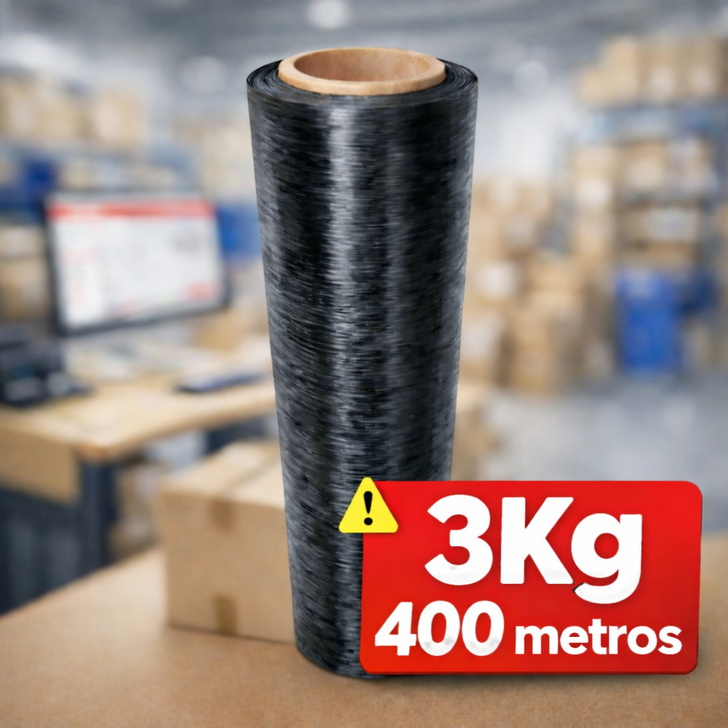 Bobina Filme Stretch Preto 50cm x 25 micras - 400 Metros / 3kg